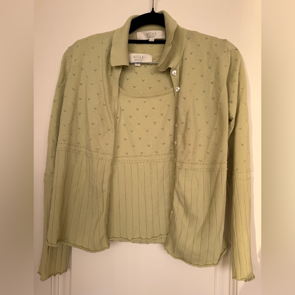 Women's Green Cardigan Sweater